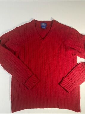 Pendleton Lambswool Cable Knit V-Neck Sweater